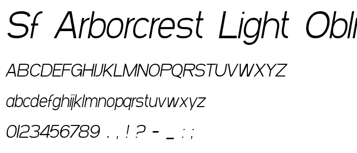 SF Arborcrest Light Oblique font
